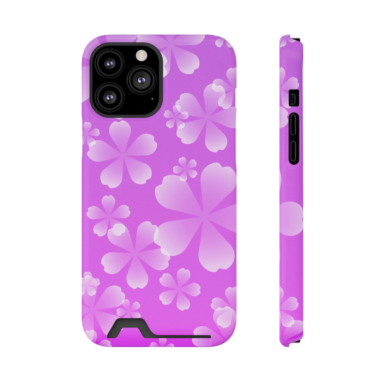 Purple and Cherry Blossom Case With Card Holder