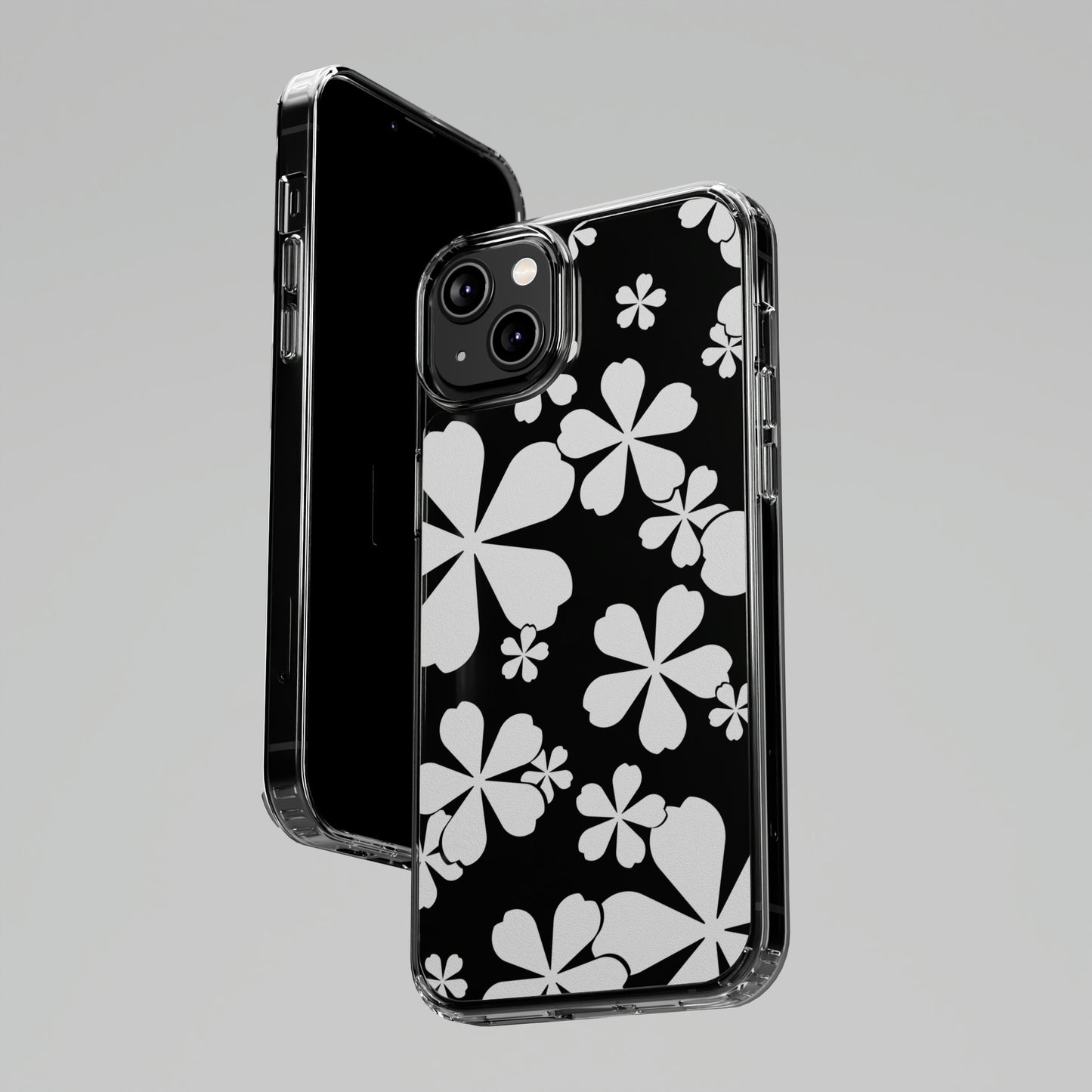 White Cherry Blossom Clear Cases