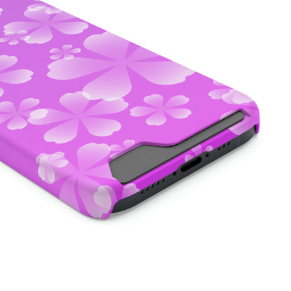 Purple and Cherry Blossom Case With Card Holder