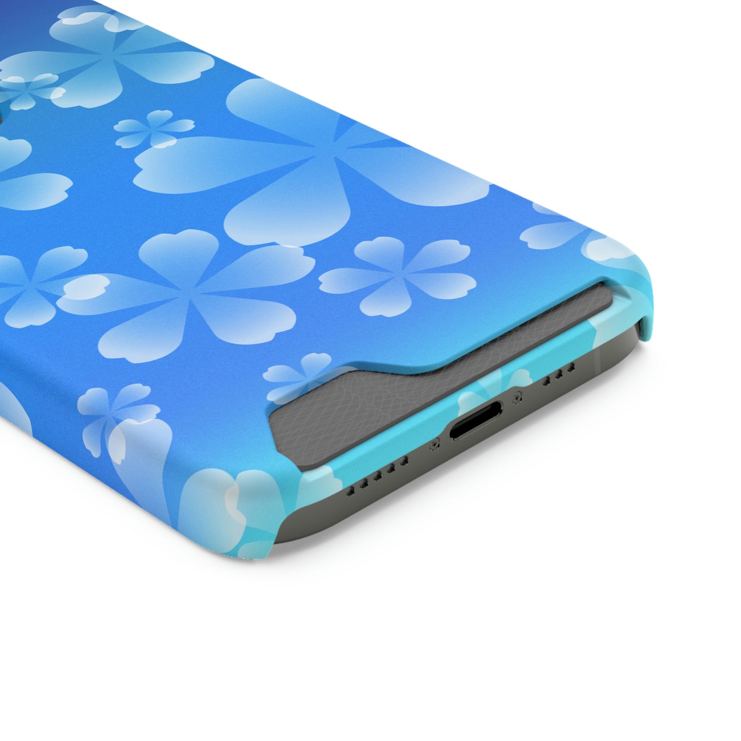 Blue and Cherry Blossom Case With Card Holder