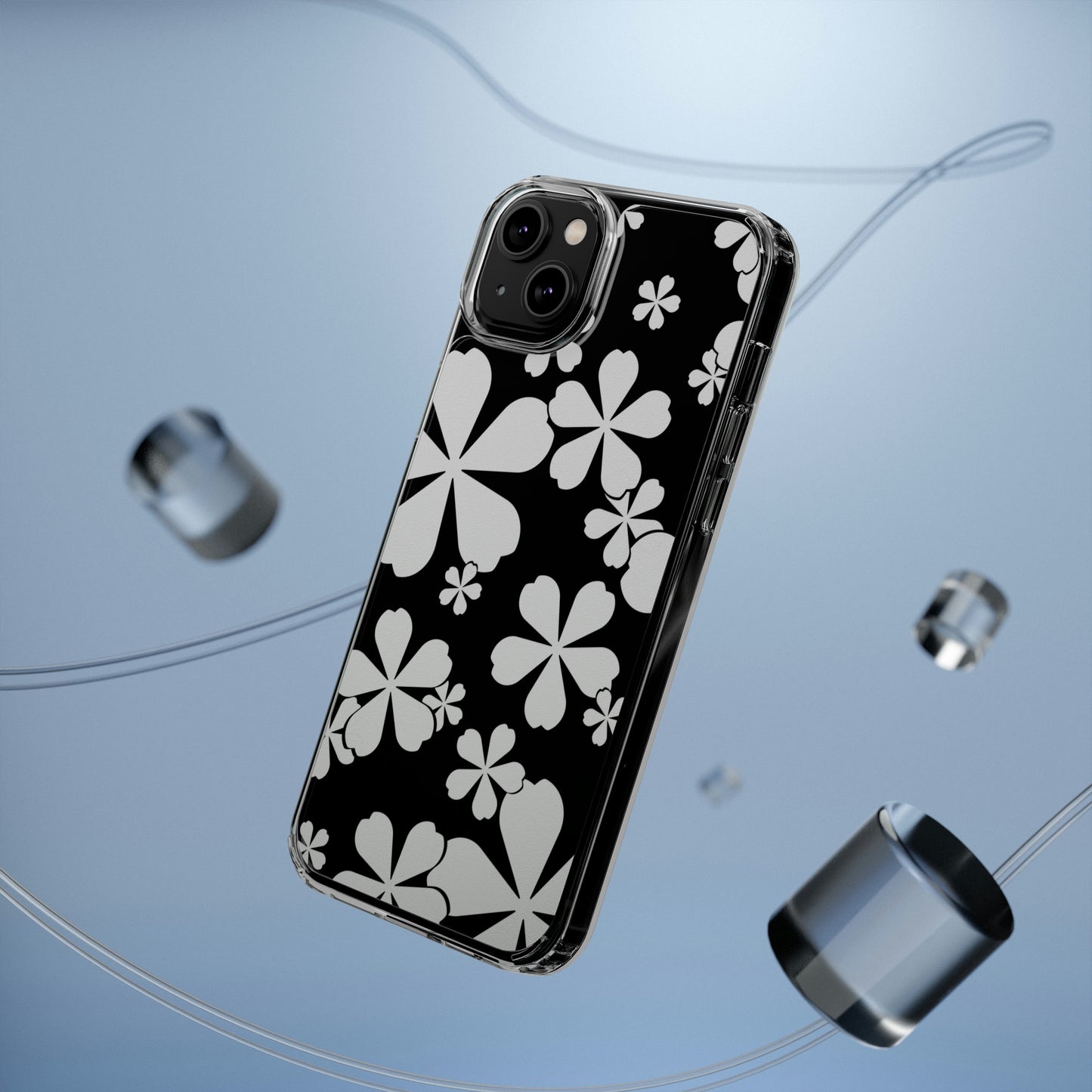 White Cherry Blossom Clear Cases