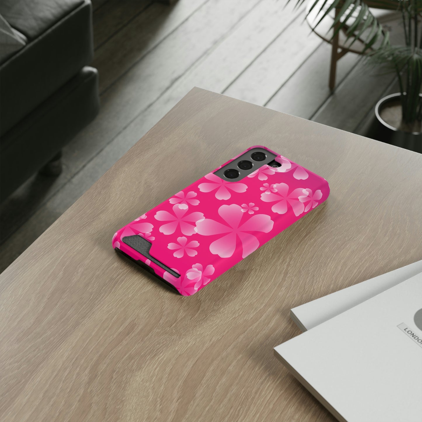 Pink and Cherry Blossom Case With Card Holder