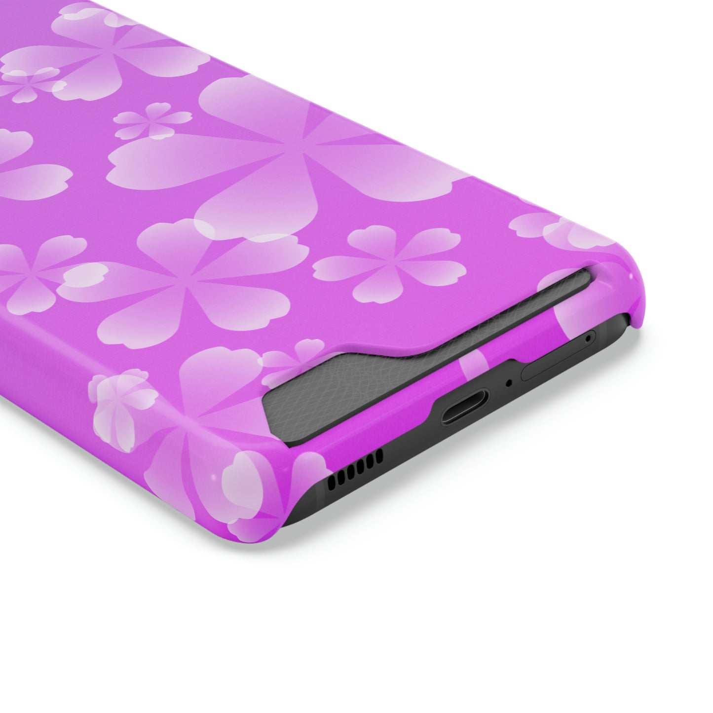 Purple and Cherry Blossom Case With Card Holder