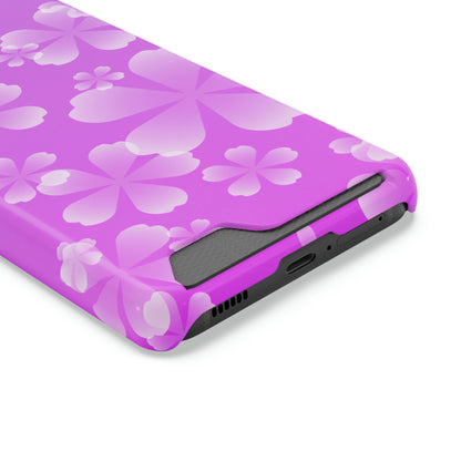 Purple and Cherry Blossom Case With Card Holder