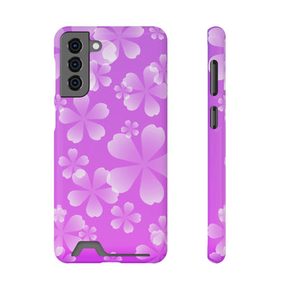 Purple and Cherry Blossom Case With Card Holder