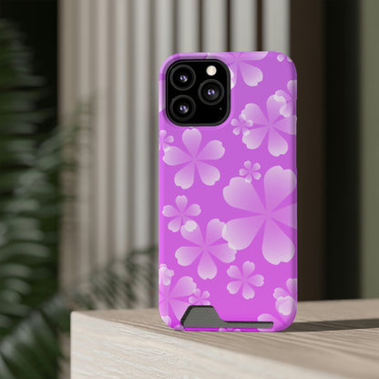 Purple and Cherry Blossom Case With Card Holder