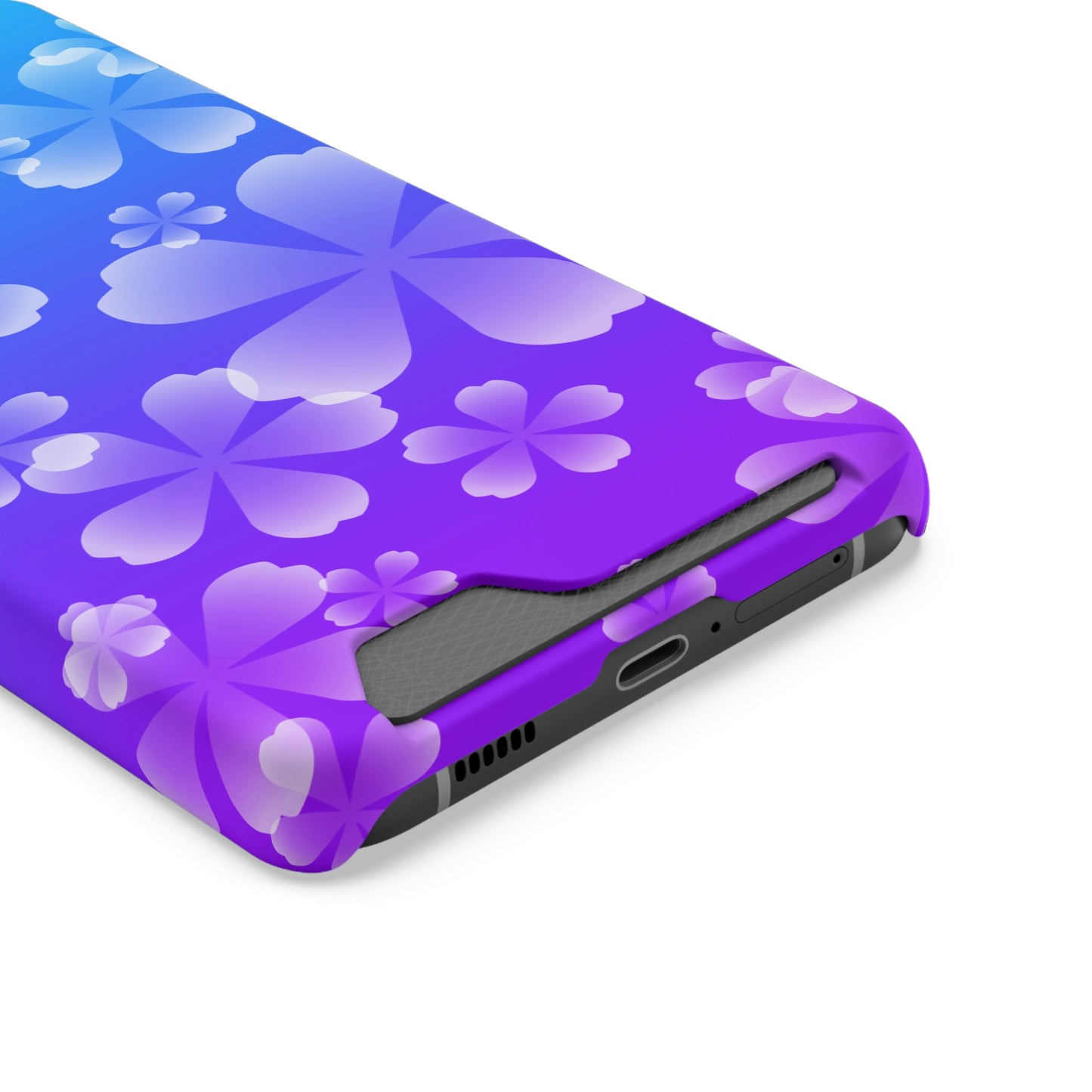 Blurple and Cherry Blossom Case With Card Holder