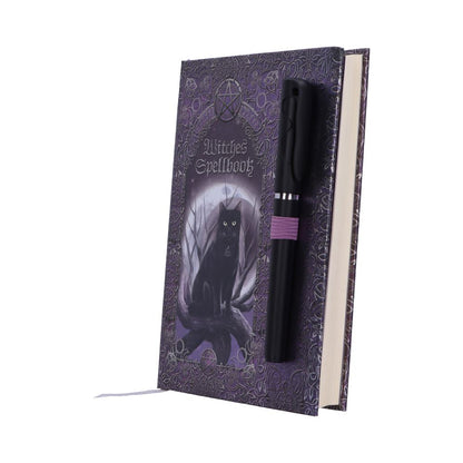 Embossed Black Cat Witches Spell Book A5 Journal with Pen