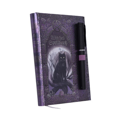 Embossed Black Cat Witches Spell Book A5 Journal with Pen