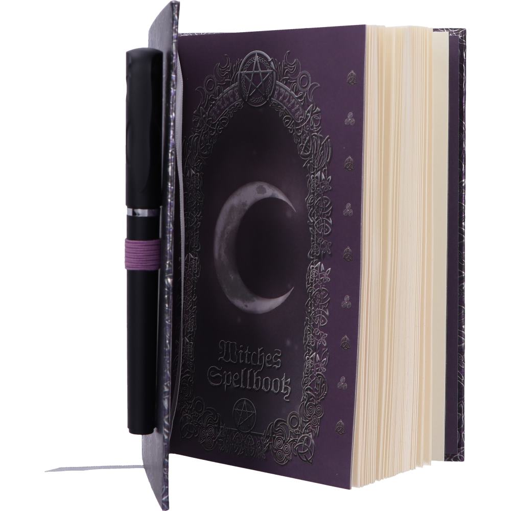 Embossed Black Cat Witches Spell Book A5 Journal with Pen