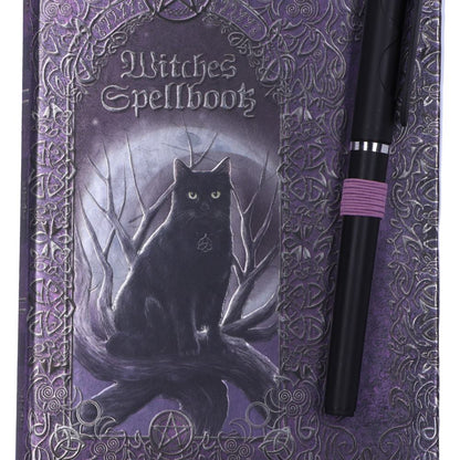 Embossed Black Cat Witches Spell Book A5 Journal with Pen