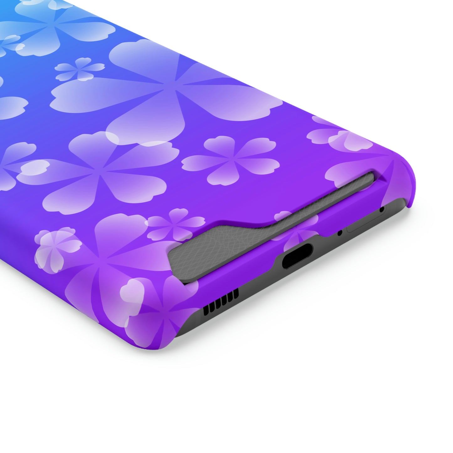 Blurple and Cherry Blossom Case With Card Holder