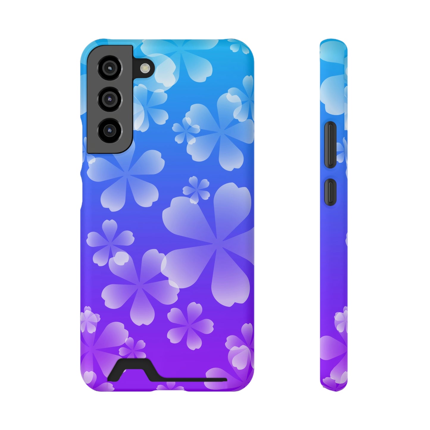 Blurple and Cherry Blossom Case With Card Holder