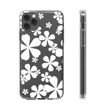 White Cherry Blossom Clear Cases