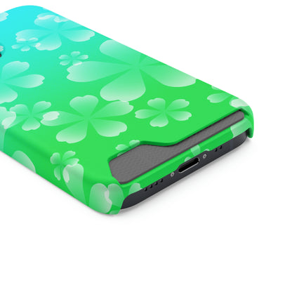 Green and Cherry Blossom Case With Card Holder