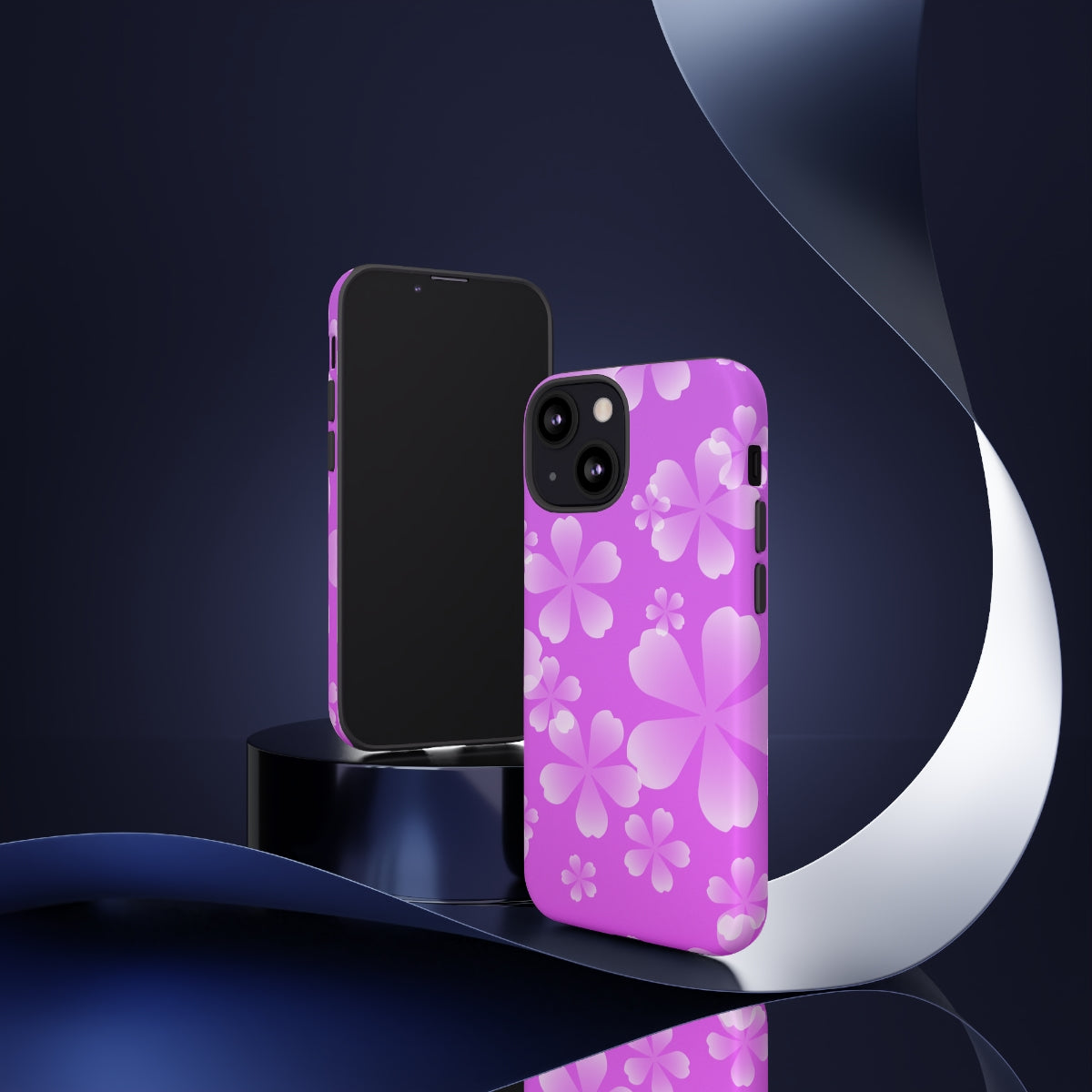 Purple with White Cherry Blossom Tough Cases