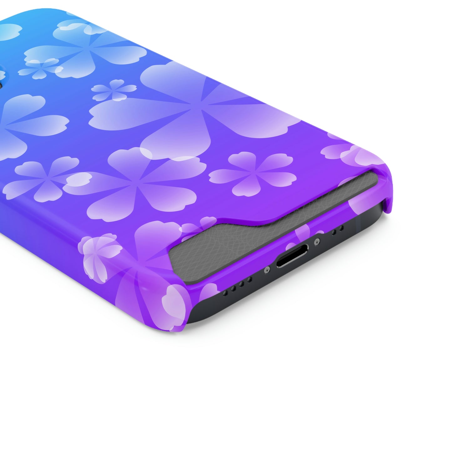 Blurple and Cherry Blossom Case With Card Holder