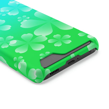 Green and Cherry Blossom Case With Card Holder