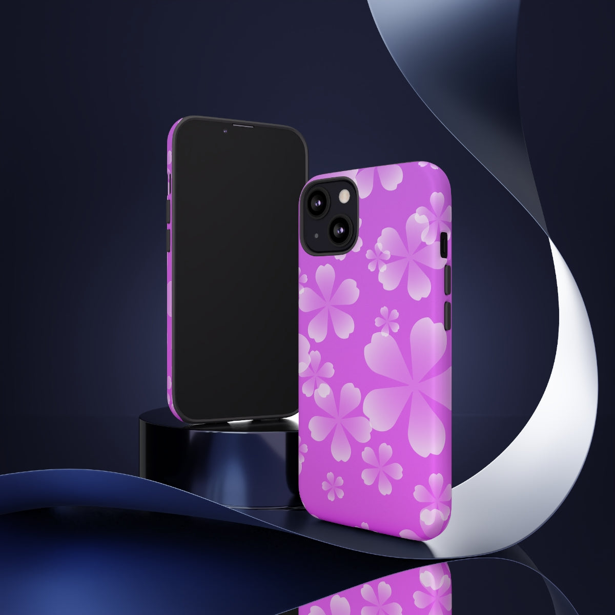 Purple with White Cherry Blossom Tough Cases