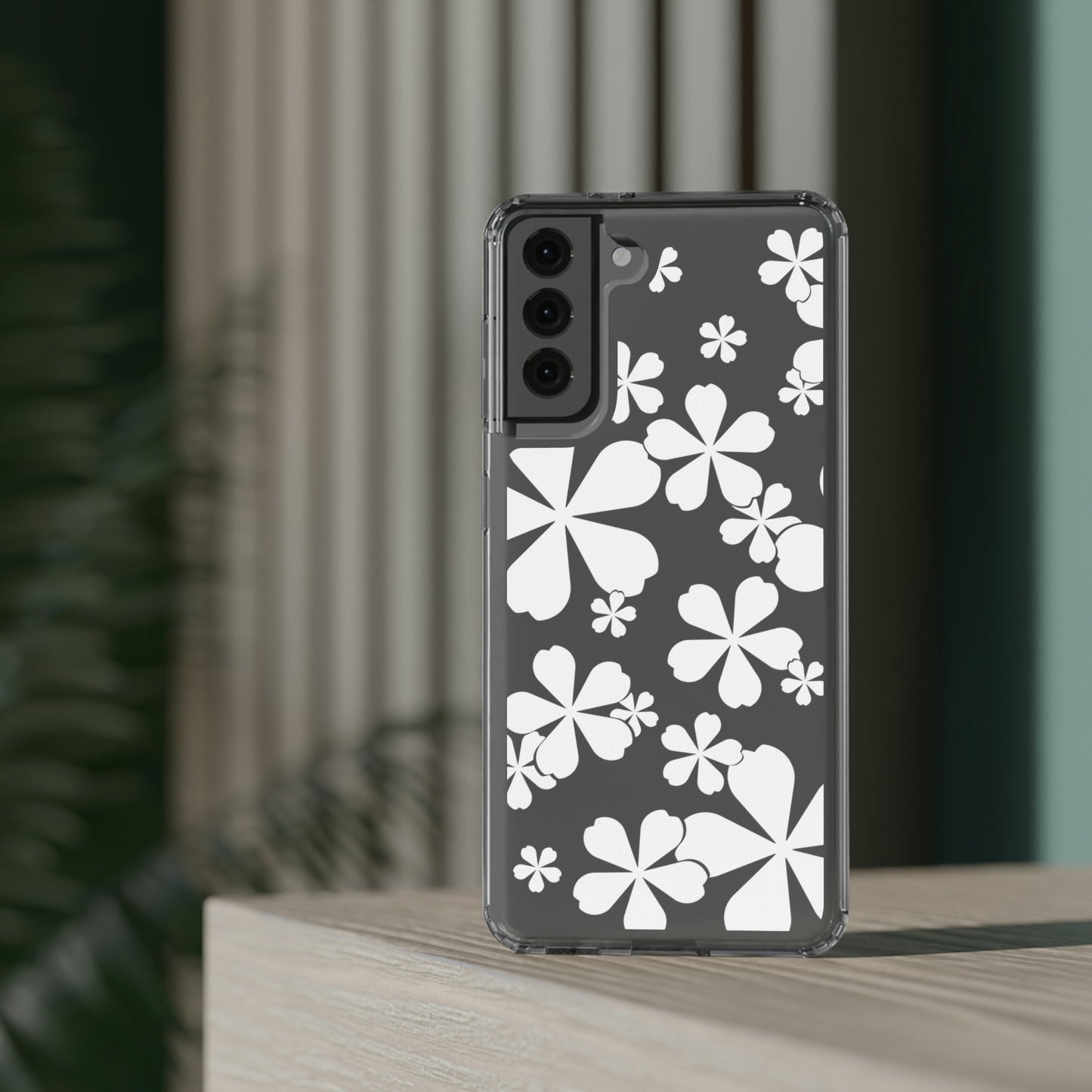 White Cherry Blossom Clear Cases