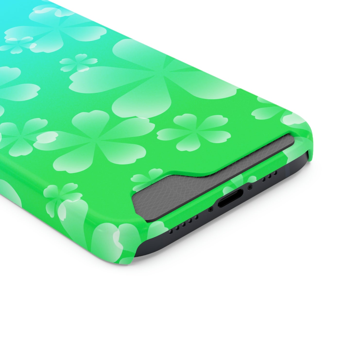 Green and Cherry Blossom Case With Card Holder