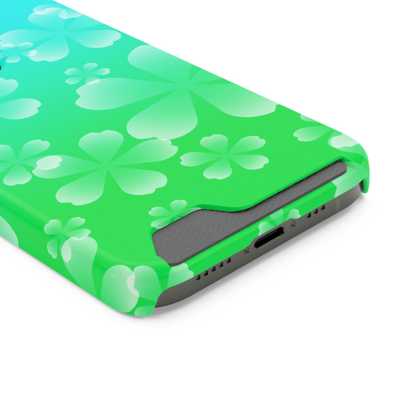 Green and Cherry Blossom Case With Card Holder