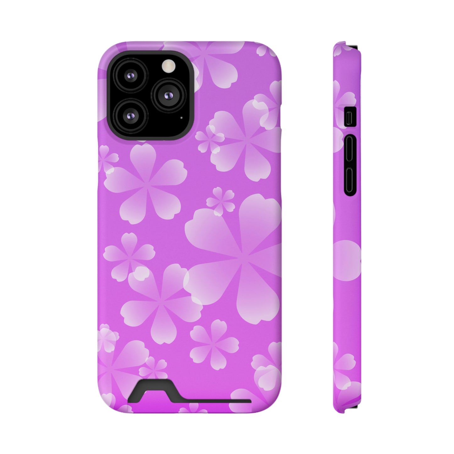 Purple and Cherry Blossom Case With Card Holder