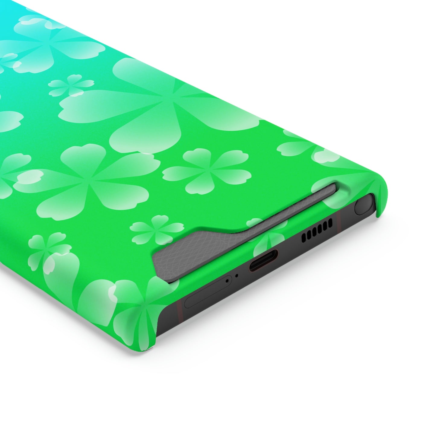 Green and Cherry Blossom Case With Card Holder