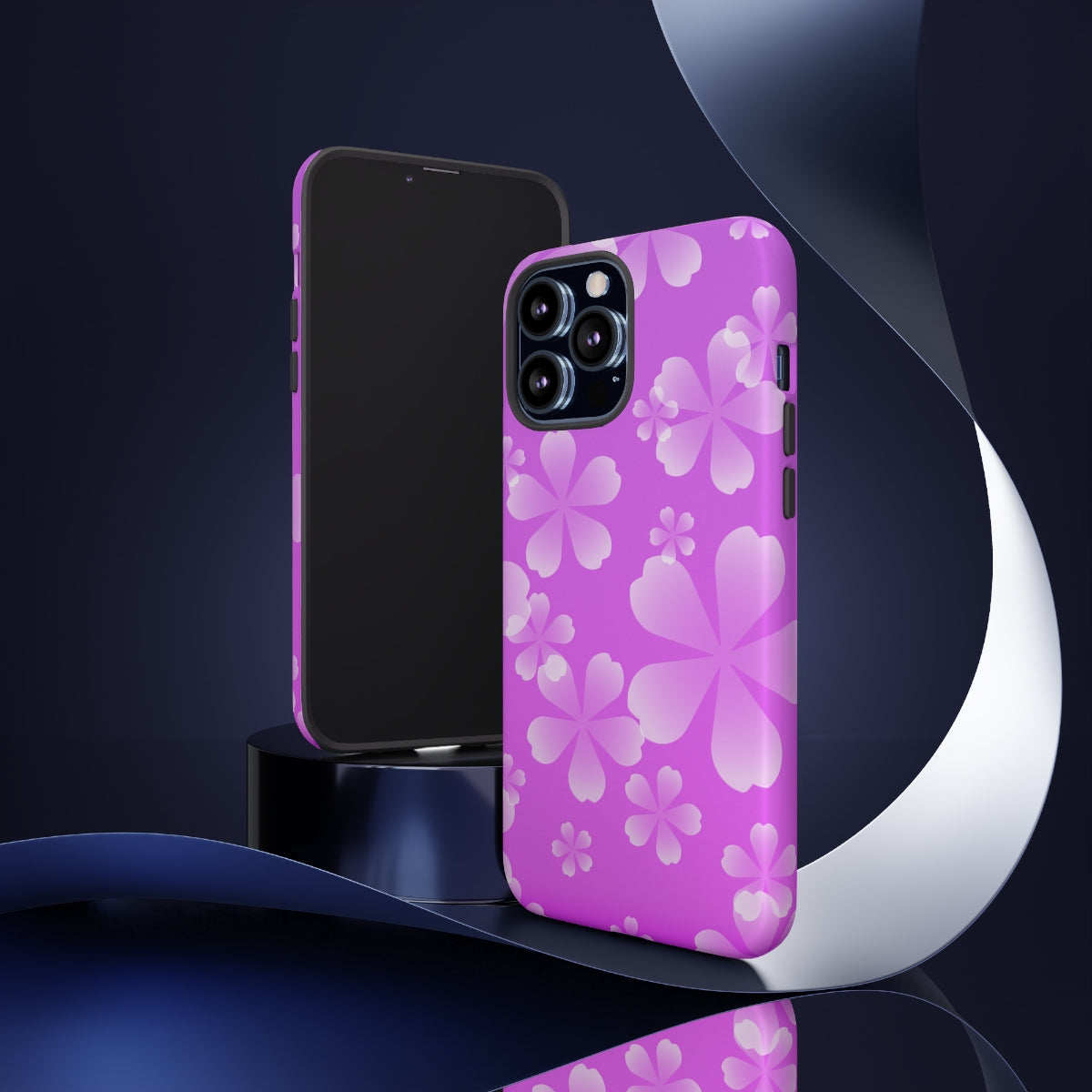 Purple with White Cherry Blossom Tough Cases