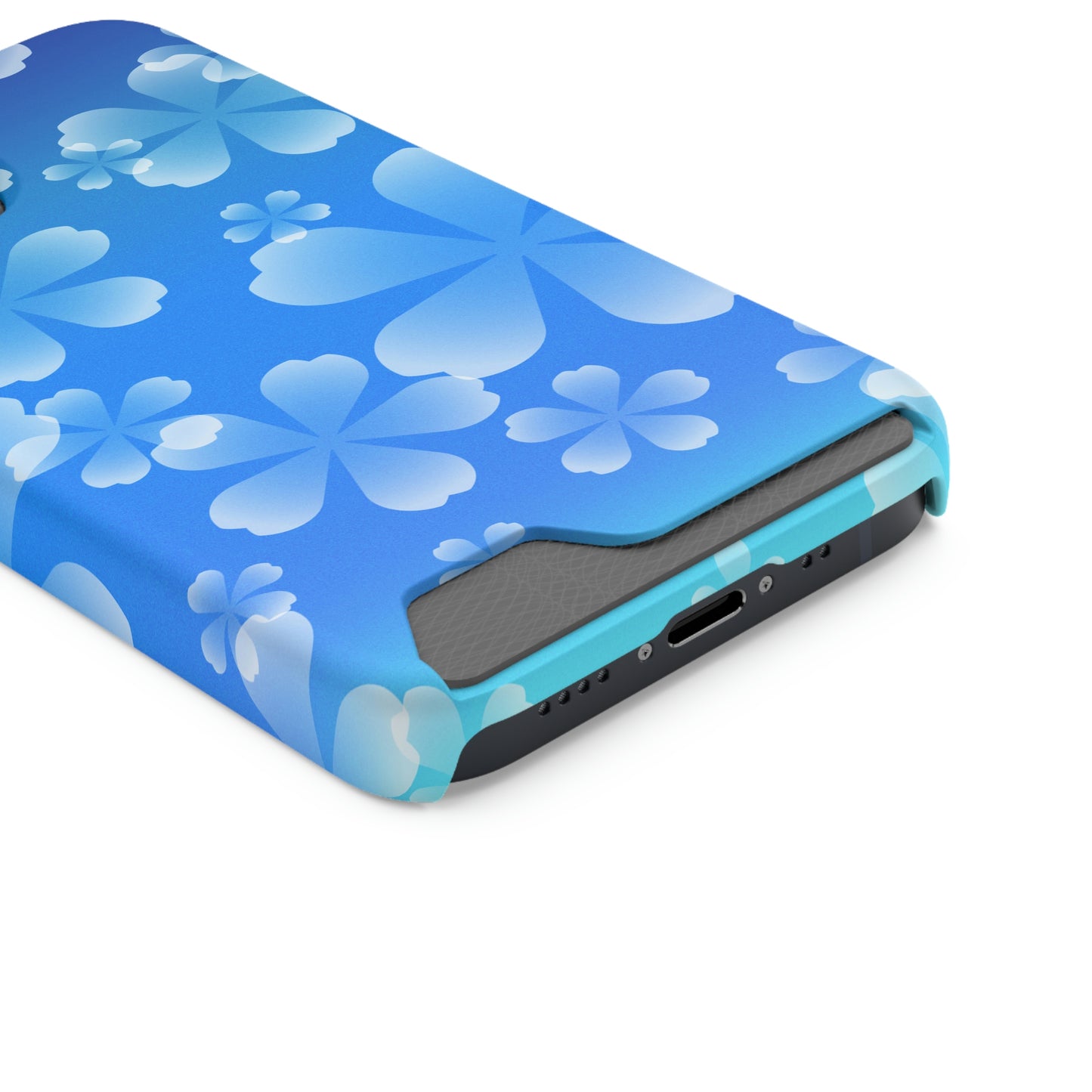 Blue and Cherry Blossom Case With Card Holder