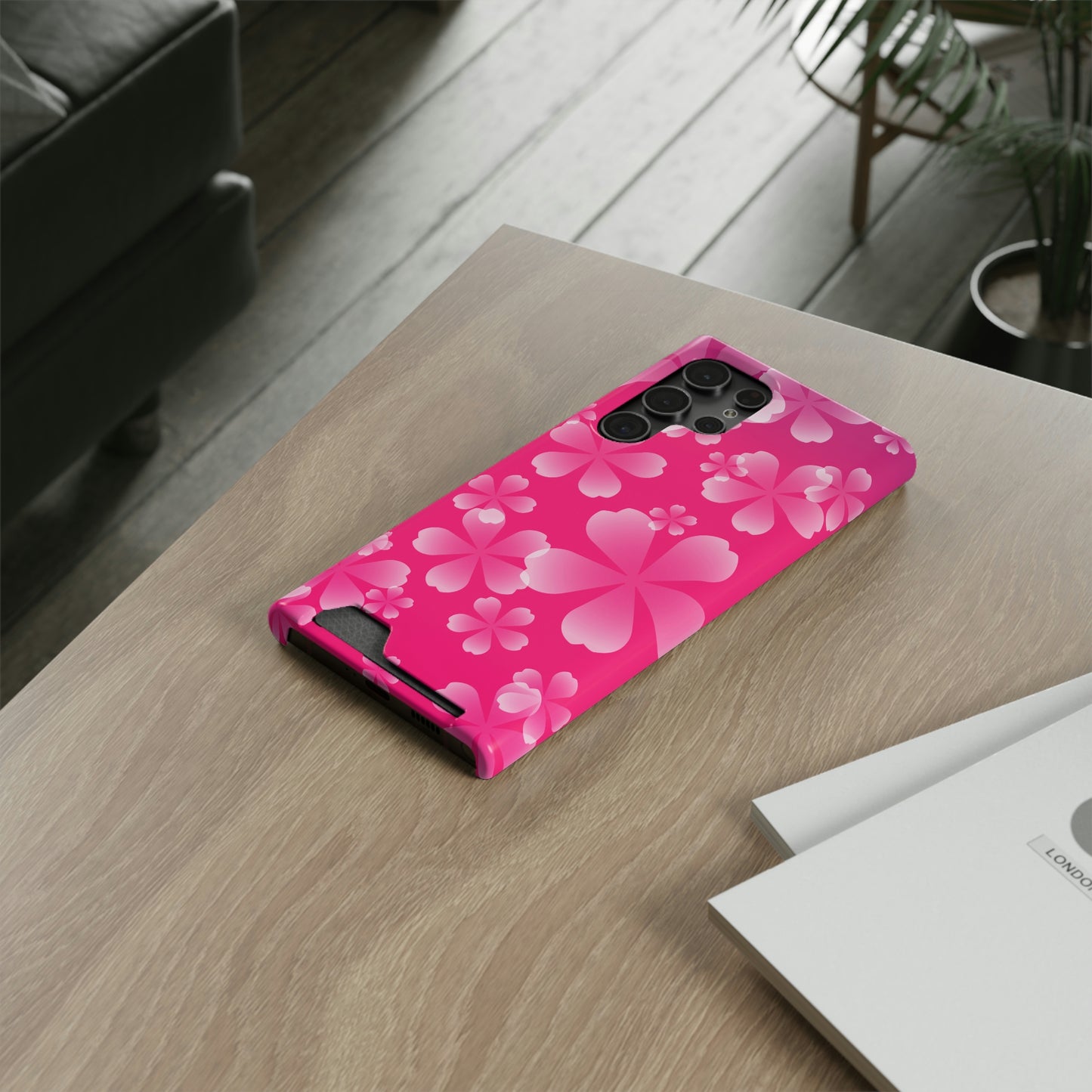 Pink and Cherry Blossom Case With Card Holder