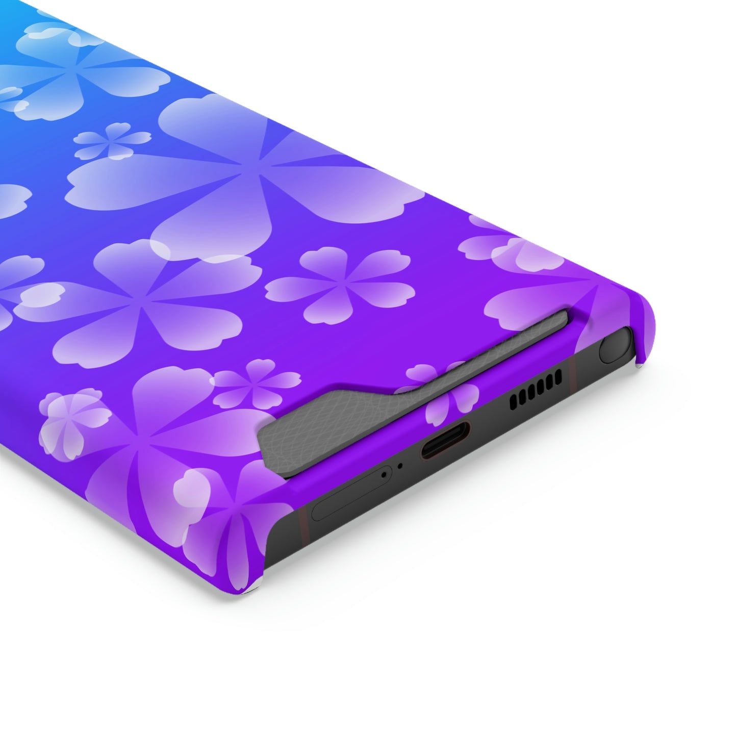 Blurple and Cherry Blossom Case With Card Holder