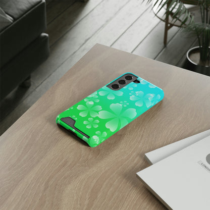 Green and Cherry Blossom Case With Card Holder