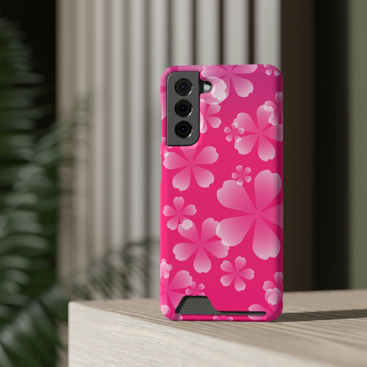 Pink and Cherry Blossom Case With Card Holder