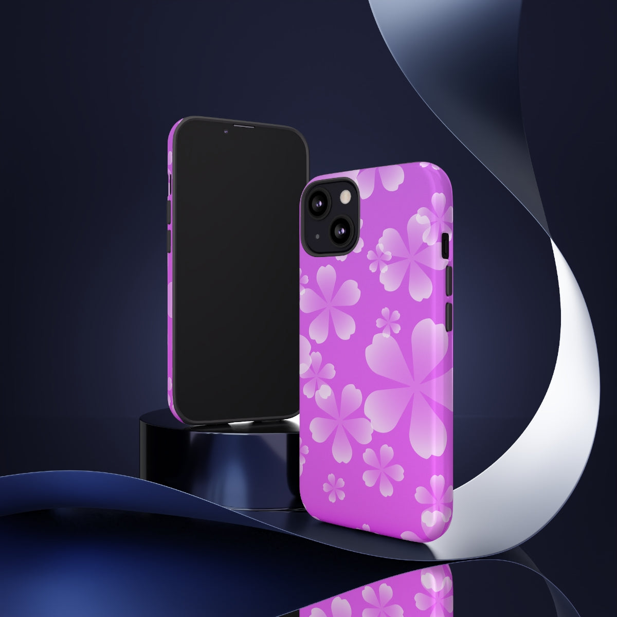 Purple with White Cherry Blossom Tough Cases