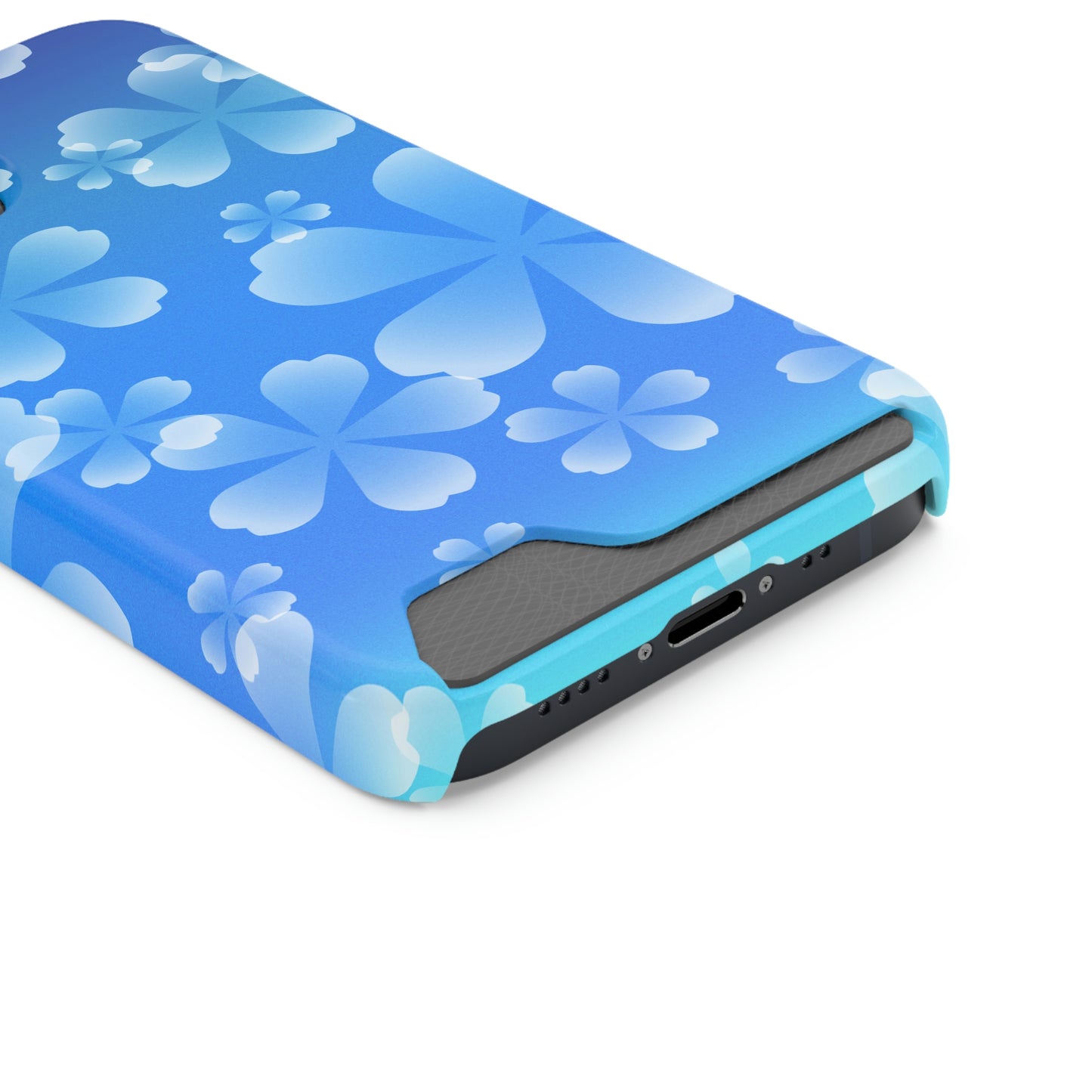 Blue and Cherry Blossom Case With Card Holder