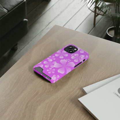 Purple and Cherry Blossom Case With Card Holder