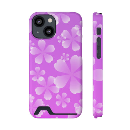 Purple and Cherry Blossom Case With Card Holder