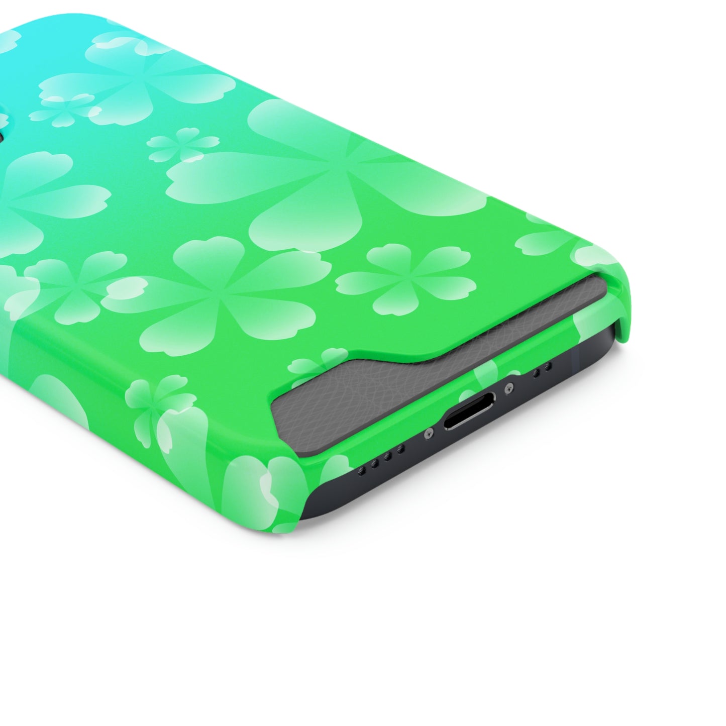 Green and Cherry Blossom Case With Card Holder