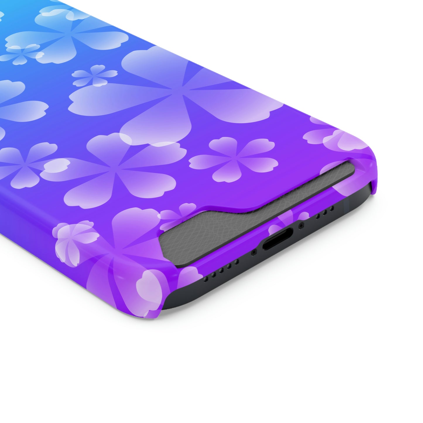 Blurple and Cherry Blossom Case With Card Holder