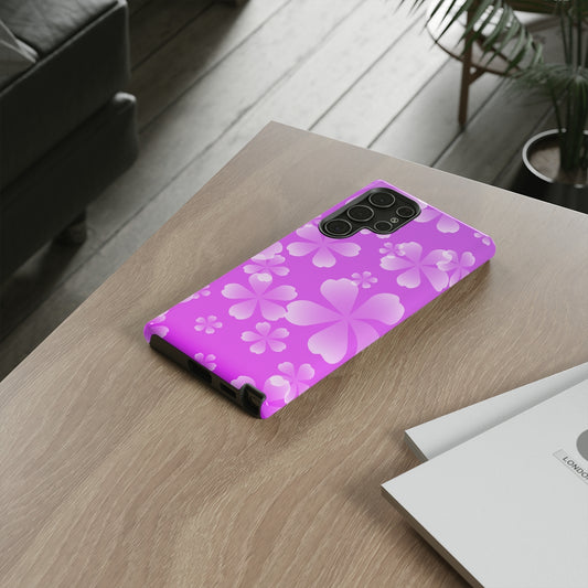 Purple with White Cherry Blossom Tough Cases