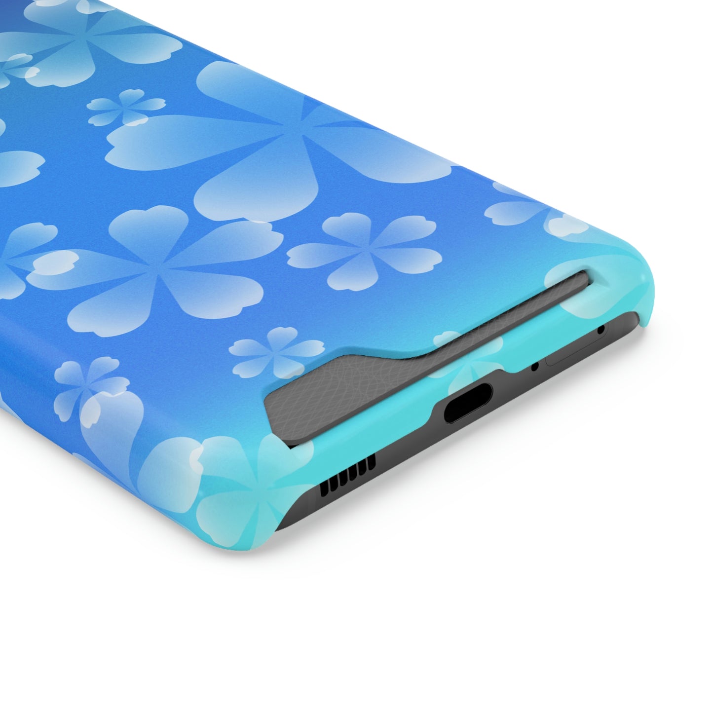 Blue and Cherry Blossom Case With Card Holder