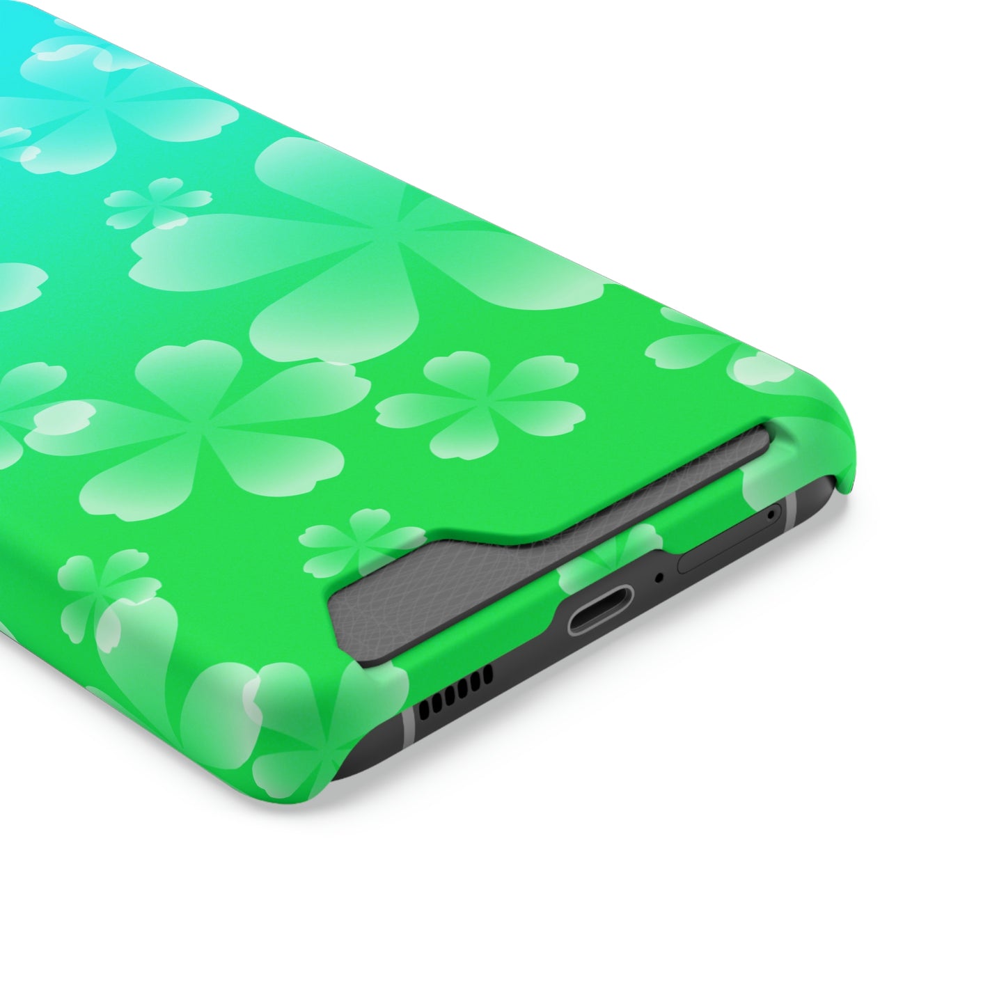 Green and Cherry Blossom Case With Card Holder