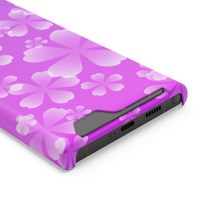 Purple and Cherry Blossom Case With Card Holder