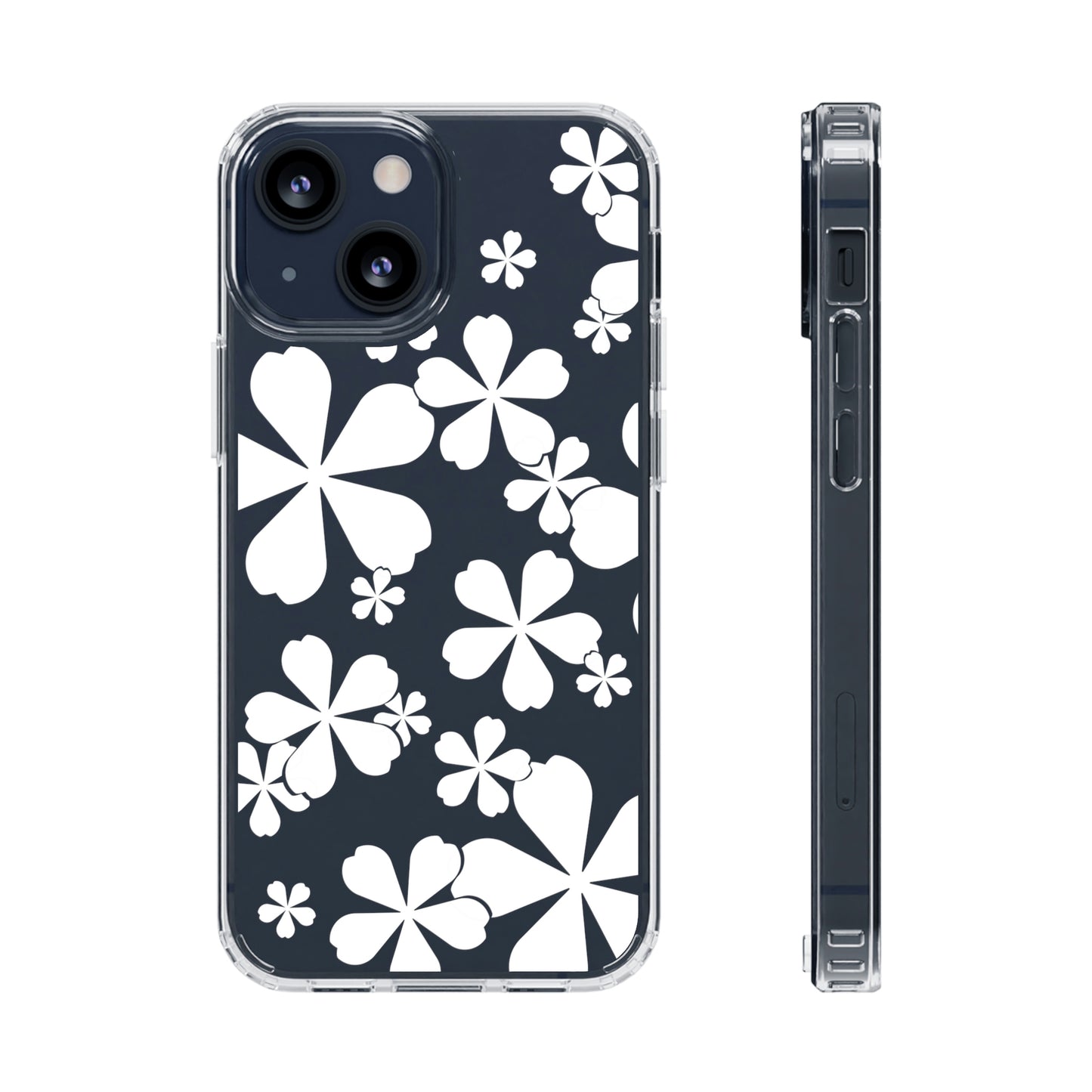 White Cherry Blossom Clear Cases