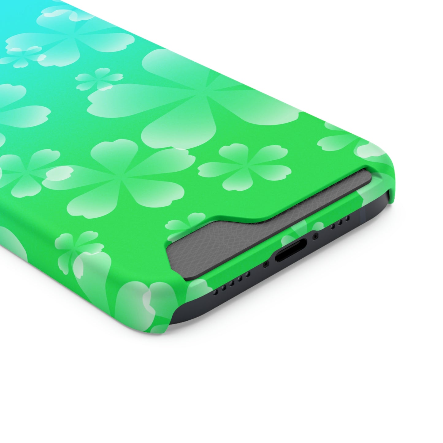 Green and Cherry Blossom Case With Card Holder