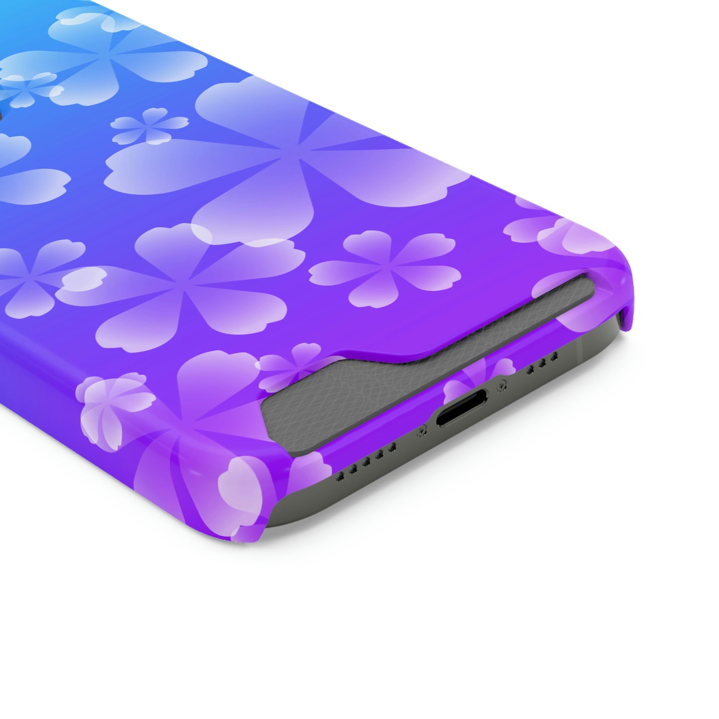 Blurple and Cherry Blossom Case With Card Holder