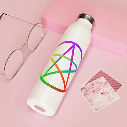 White Elemental Pentagram Slim Water Bottle