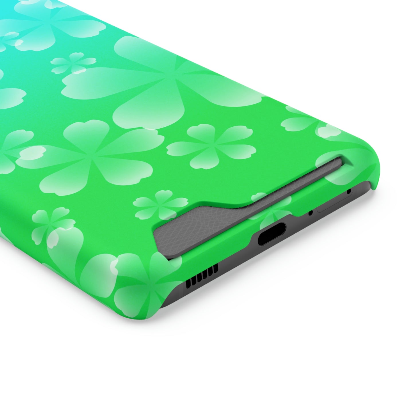 Green and Cherry Blossom Case With Card Holder