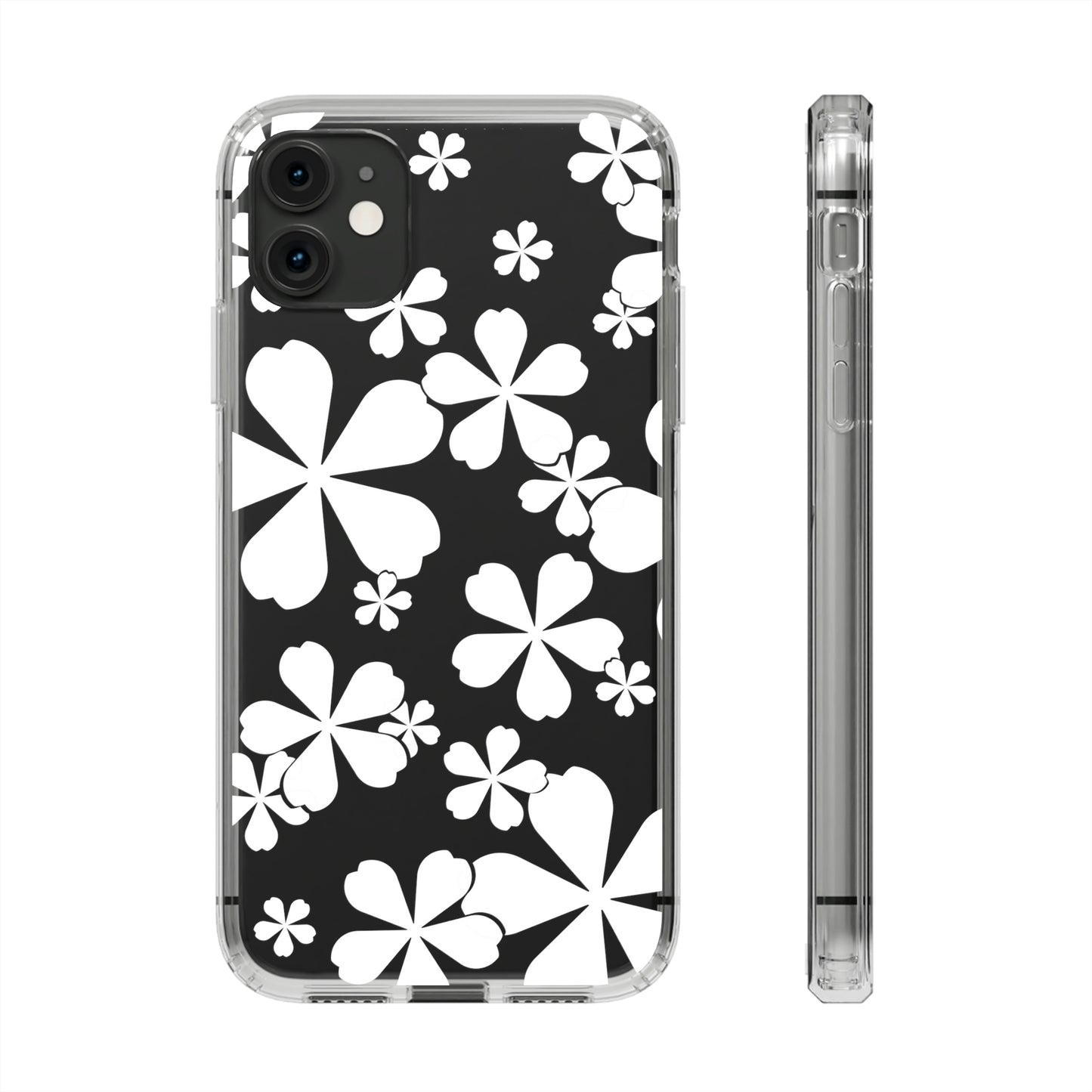 White Cherry Blossom Clear Cases